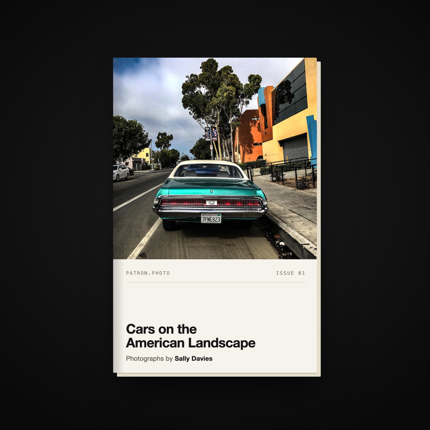 Issue 01, a printed patron.photo zine — Cars on the American Landscape, photographs by Sally Davies, a 5.5 by 8.5 inch booklet